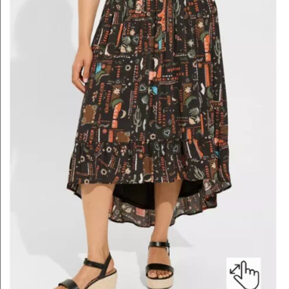 Torrid Maxi Washable Southwest Print Hi Low Skirt Size 1 - Picture 5 of 5